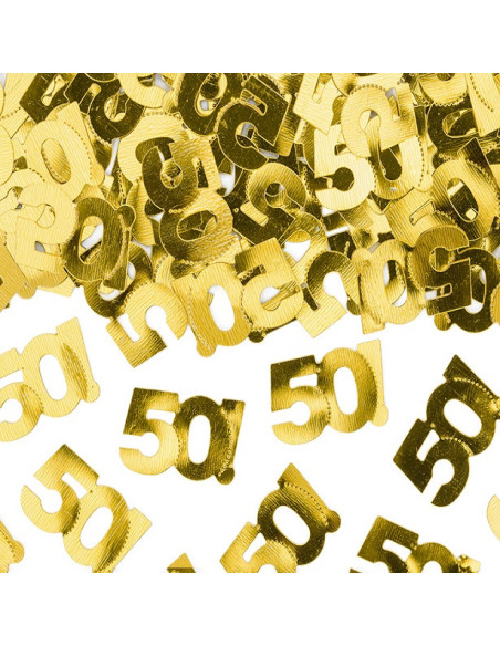 Coriandoli di compleanno 50 anni in oro – decorazione della tavola elegante