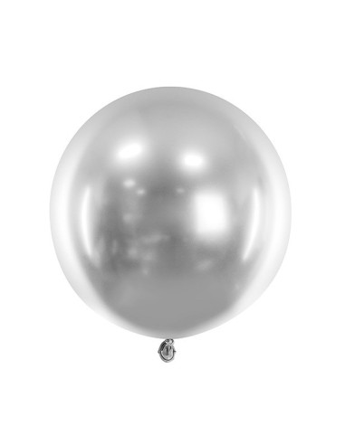 Ballon rond Argent Satiné 60 cm – décoration anniversaire | BelleFete.ch