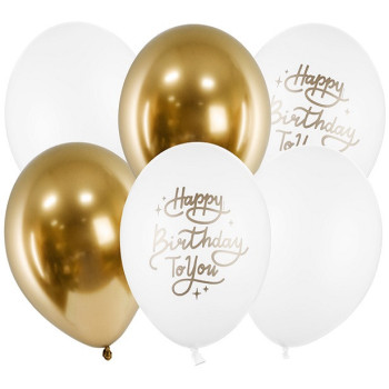 Bouquet de ballons Happy Birthday To You en blanc et or - Bouquet de fête d'anniversaire - Bellefete.ch