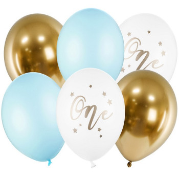 Ballonstrauß "One" blau - Erster Geburtstag Kind - Bellefete.ch