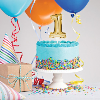 Palloncino Cake Topper numero "1" Oro - Decorazione Torta Compleanno - Bellefete.ch