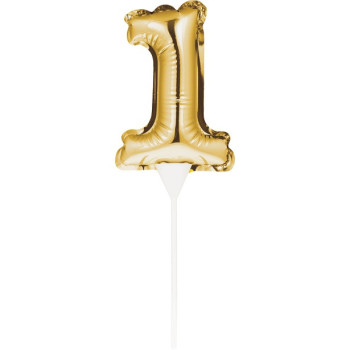 Ballon Cake Topper numéro "1" Or - Décoration Gâteau Anniversaire - Bellefete.ch 2