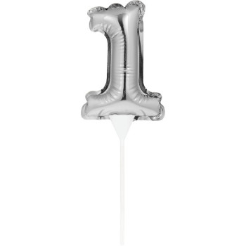 Ballon Cake Topper Nummer "1" Silber - Geburtstagstorte Dekoration - Bellefete.ch 2
