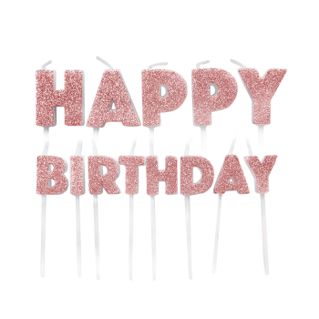 Geburtstagskerzen "Happy Birthday" Rose Gold - Partytorte Dekoration - Schweiz