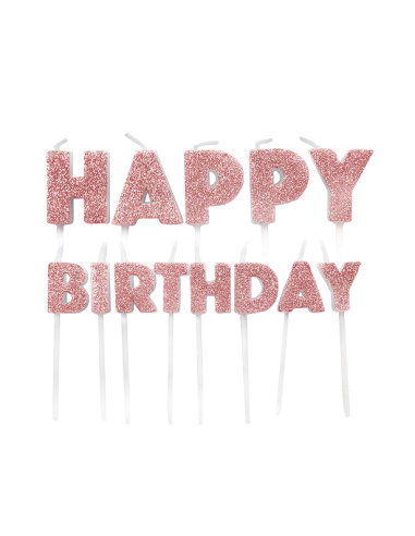 Bougies d'anniversaire "Happy Birthday" Rose Gold - Déco pour gâteau de fête - Suisse