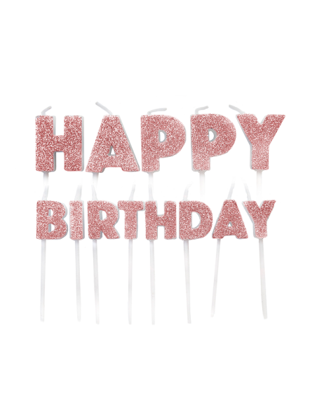 Candele di compleanno "Happy Birthday" Rose Gold - Decorazione per torta di festa - Svizzera