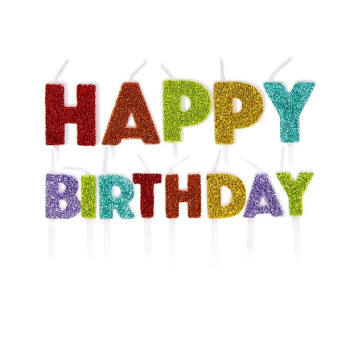 Candele di compleanno "Happy Birthday" Rainbow - Decorazione per torta - Bellefete.ch