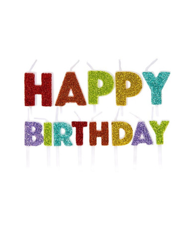 Geburtstagskerzen "Happy Birthday" Regenbogen - Kuchendekoration - Bellefete.ch