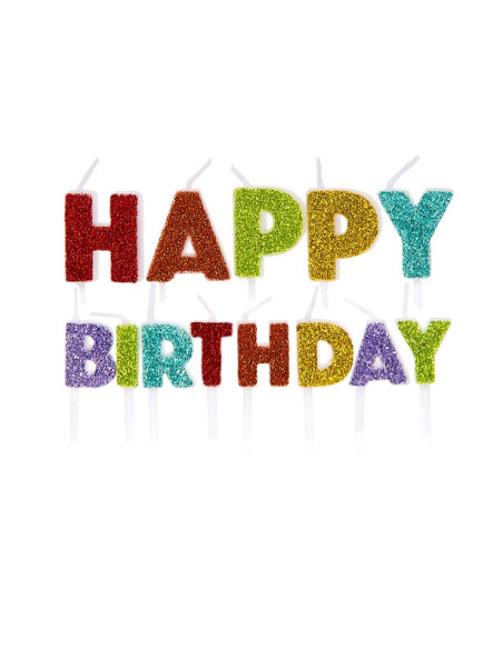 Geburtstagskerzen "Happy Birthday" Regenbogen - Kuchendekoration - Bellefete.ch