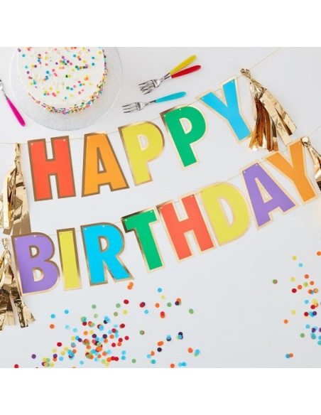 Guirlande d’anniversaire Rainbow colorée pour fête, anniversaire ou baby shower – Bellefete Suisse