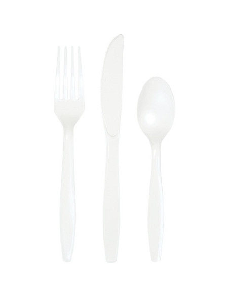 Partybesteck aus Kunststoff Weiß - Tischdekoration - Partyzubehör - Bellefete.ch