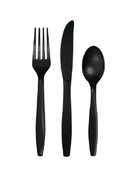 Couverts en plastique Noir - Bellefete.ch - Suisse - Vaisselle jetable - Couverts 8 personnes Couverts en plastique Noir - Bellefete.ch - Suisse - Vaisselle jetable - Couverts 8 personnes