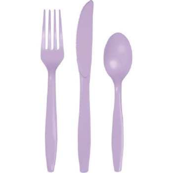 Couverts de fête en plastique Lilas - Déco de table - Bellefete.ch