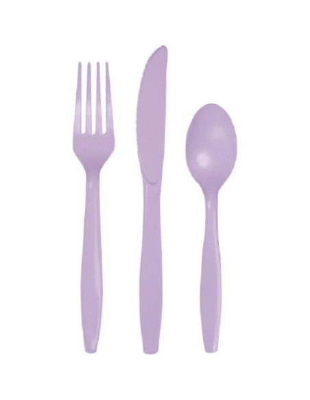 Couverts de fête en plastique Lilas - Déco de table - Bellefete.ch