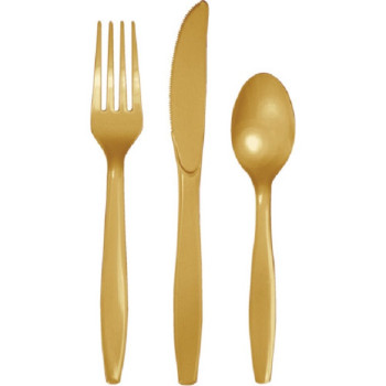 24 Posate in plastica dorata - Bellefete.ch - Svizzera - Stoviglie usa e getta