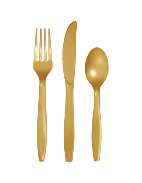 24 Posate in plastica dorata - Bellefete.ch - Svizzera - Stoviglie usa e getta
