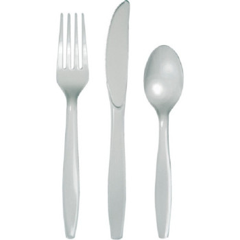 Posate in plastica Argento - Decorazione della tavola - Stoviglie usa e getta - Bellefete.ch - Svizzera