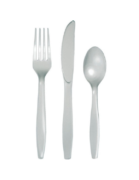 Posate in plastica Argento - Decorazione della tavola - Stoviglie usa e getta - Bellefete.ch - Svizzera Posate in plastica Argento - Decorazione della tavola - Stoviglie usa e getta - Bellefete.ch - Svizzera