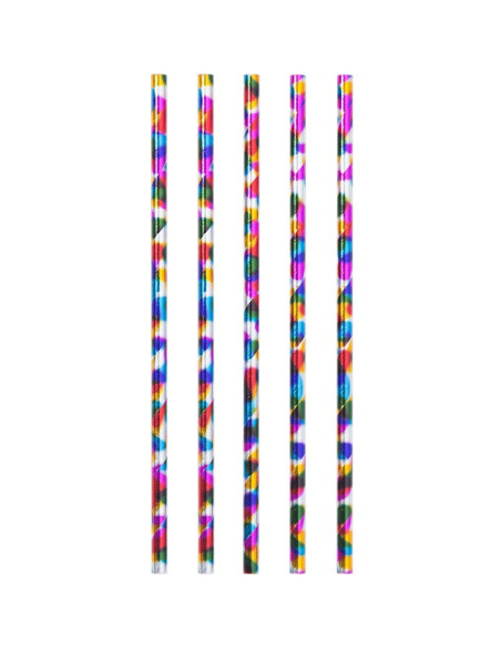 Pailles de fête en papier Rainbow - Accessoire vaisselle fête et célébration - Bellefete.ch
