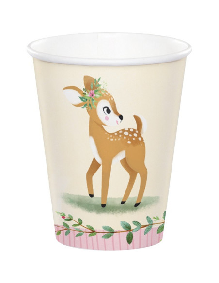 Gobelets de fête "Deer Little One" - Thème Cerf pour Naissance et Anniversaire - Bellefete.ch - Suisse