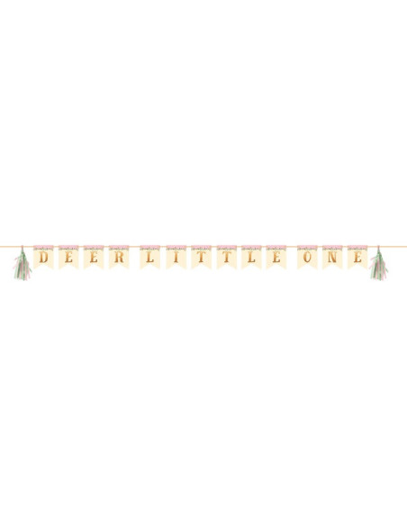 Wimpelkette Deer Little One Rehkitz Rosa mit Pompons 2.3m | BelleFete.ch