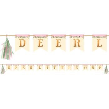 Guirlande de fête avec pompons "Deer Little One" - Thème Cerf - Déco de fête - Suisse