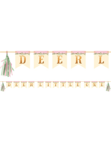 Guirlande de fête avec pompons "Deer Little One" - Thème Cerf - Déco de fête - Suisse