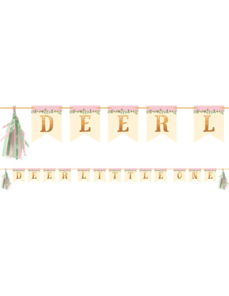 Guirlande de fête avec pompons "Deer Little One" - Thème Cerf - Déco de fête - Suisse