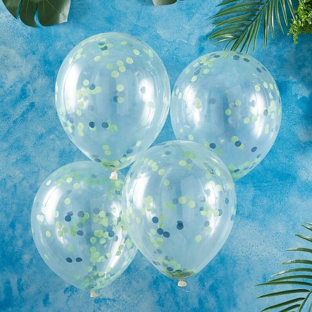 ballons transparents a confettis verts