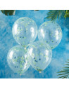 transparente Luftballons mit grünem Konfetti