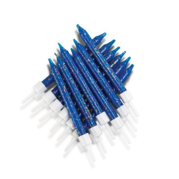 Candele glitterate Blu Reale - Accessorio Decorazione Tavolo e Torta - Bellefete.ch