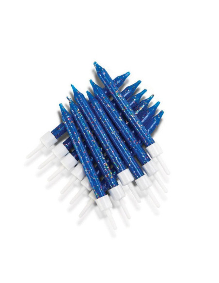 Candele glitterate Blu Reale - Accessorio Decorazione Tavolo e Torta - Bellefete.ch