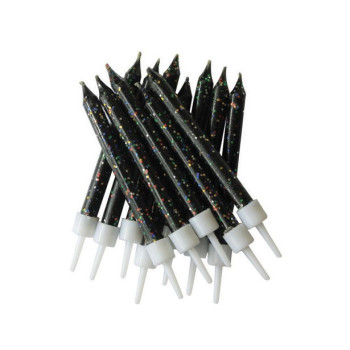 Bougies d'anniversaire à paillettes Noires - Accessoire Déco Table et Gâteau - Bellefete.ch