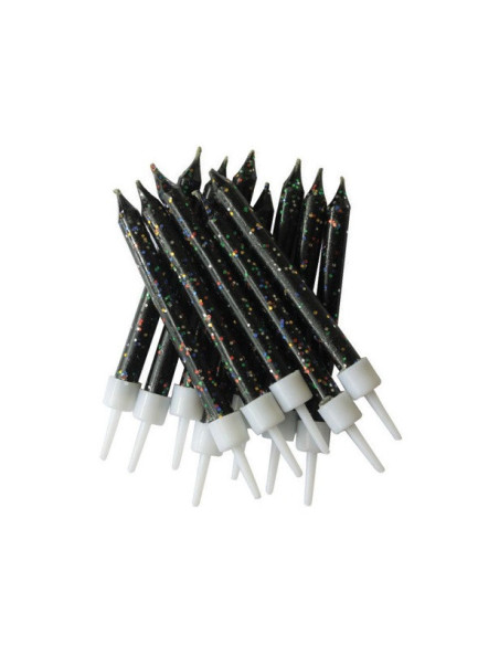 Geburtstagskerzen mit Glitzer Schwarz - Tisch- und Kuchendekoration Zubehör - Bellefete.ch