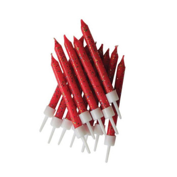 Bougies d'anniversaire  à paillettes Rouge - Accessoire Déco Table et Gâteau - Bellefete.ch