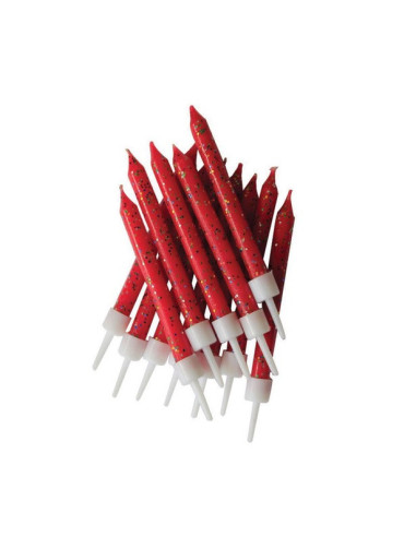 Bougies d'anniversaire  à paillettes Rouge - Accessoire Déco Table et Gâteau - Bellefete.ch