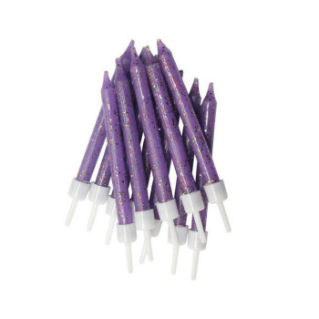 Candele di compleanno con glitter Viola - Accessorio Decorazione Tavolo e Torta - Bellefete.ch