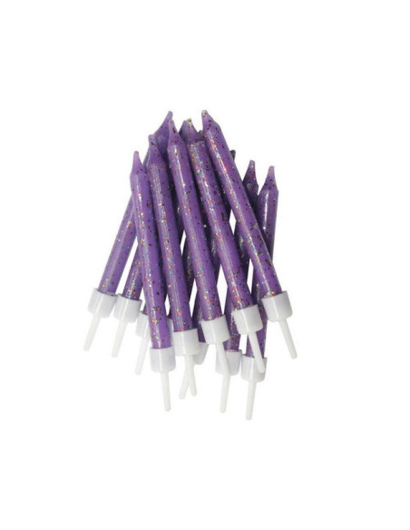 Bougies d'anniversaire à paillettes Violet - Accessoire Déco Table et Gâteau - Bellefete.ch