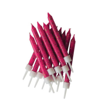 Geburtstagskerzen mit Glitzer Rosa Vif - Tisch- und Kuchenzubehör - Bellefete.ch