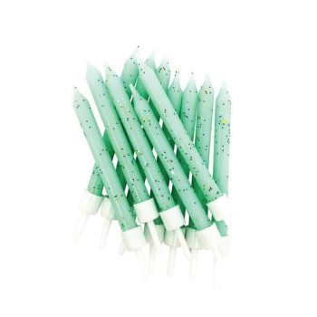 Candele di compleanno con glitter Verde Menta - Accessorio Decorazione Tavolo e Torta - Bellefete.ch