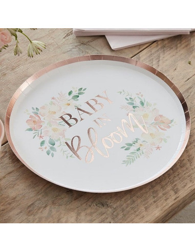 Assiettes de fête "Baby in Bloom" - Décorations de table Baby Shower - Bellefete.ch