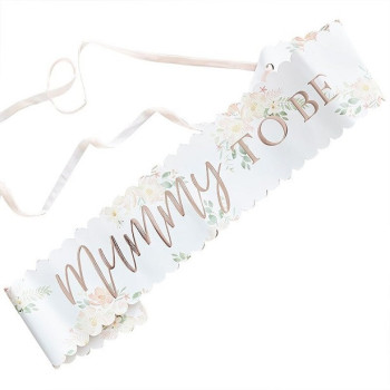 Écharpe "Mummy to be" avec fleurs - Baby Shower - Future maman - Suisse 2