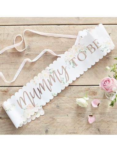 Écharpe "Mummy to be" avec fleurs - Baby Shower - Future maman - Suisse
