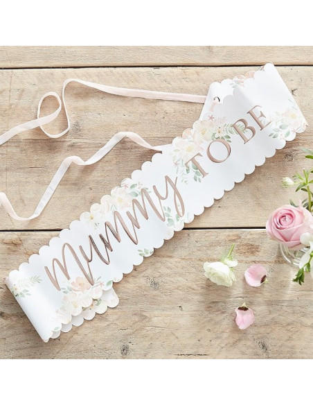 Écharpe "Mummy to be" avec fleurs - Baby Shower - Future maman - Suisse