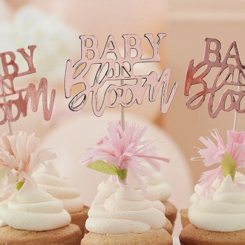 Cupcake Dekorationen "Baby in Blüte" - Baby Shower Dekoration - Bellefete.ch
