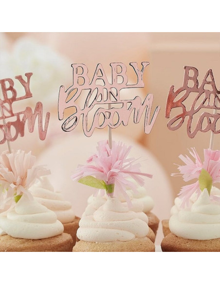 Décorations pour cupcakes "Baby in bloom" - Déco Baby Shower - Bellefete.ch