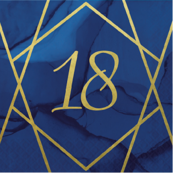 Serviettes de fête “18 Ans” Bleu Marine et Or – vaisselle anniversaire | BelleFete.ch