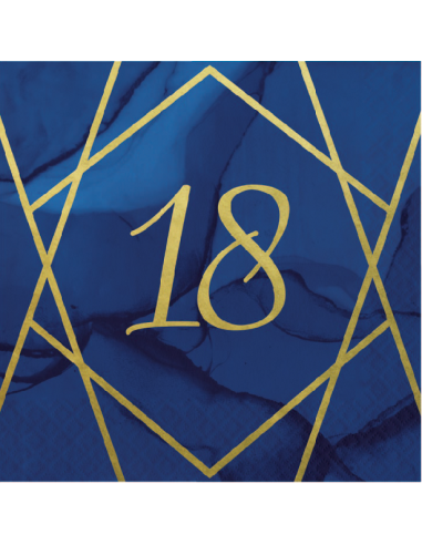 Party-Servietten "18 Jahre" Marineblau und Gold - Geburtstagsgeschirr | BelleFete.ch