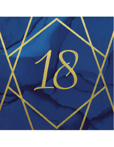 Party-Servietten "18 Jahre" Marineblau und Gold - Geburtstagsgeschirr | BelleFete.ch