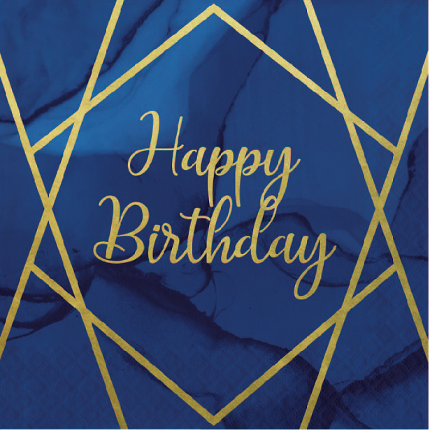 Marineblaue Happy Birthday-Servietten